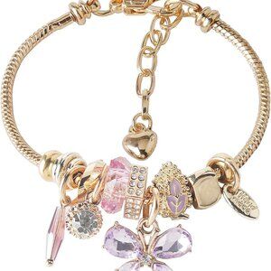Cute Adjustable Friendship Bracelet for Teens - Stunning Gold & Cartoon Charms